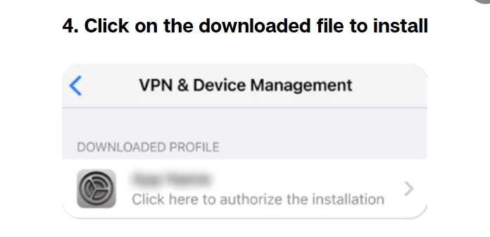 Tapping the downloaded We1Win profile in iPhone Settings