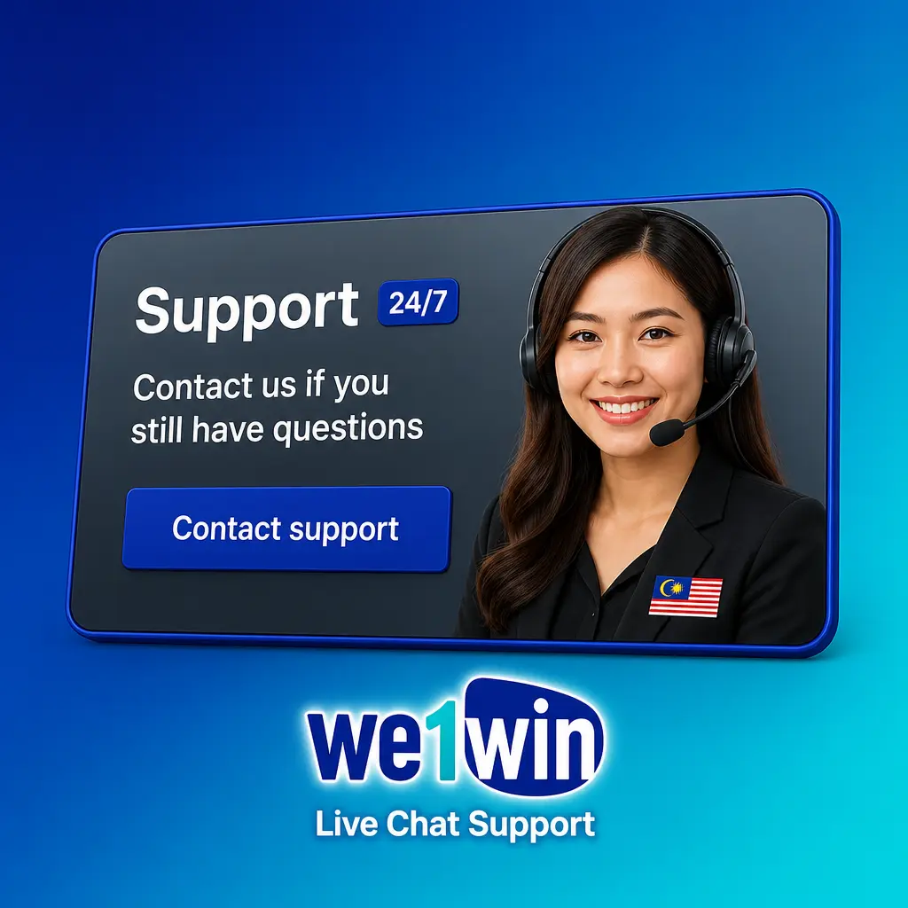 We1Win 24/7 live chat support for quick help with logins, deposits, bonuses, and account enquiries in multiple languages.